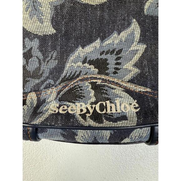 See by Chloé Denim Hobo Bag – Blue Printed Canvas Shoulder Bag - Picture 5 of 11